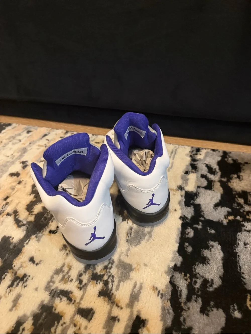 Jordan White and Purple High-Top Sneakers